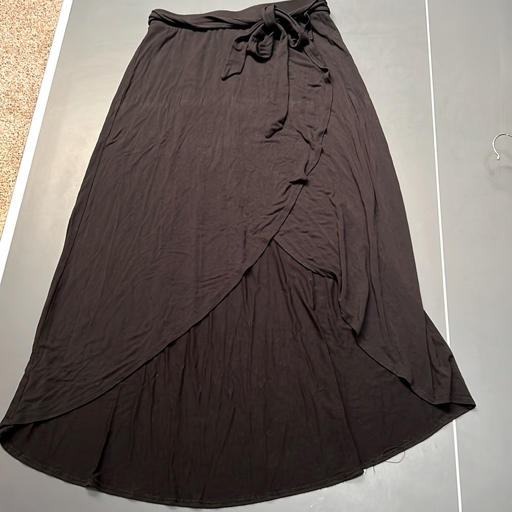 EUC A New Day Black Rayon High Low Faux wrap skirt